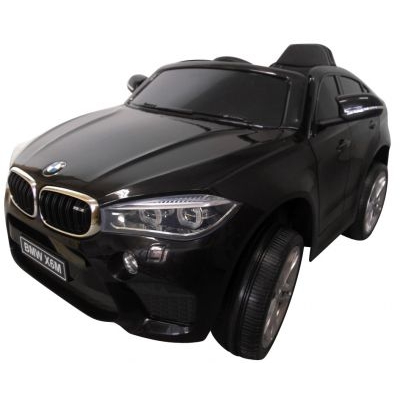 Masinuta electrica cu telecomanda roti din spuma EVA si scaun din piele BMW X6M negru R-Sport