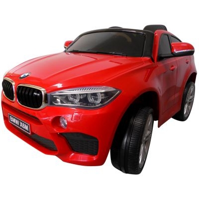 Masinuta electrica cu telecomanda roti din spuma EVA si scaun din piele BMW X6M rosu R-Sport