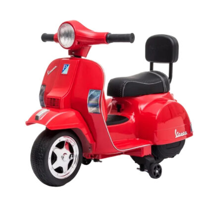 Motocicleta electrica 6V Vespa cu scaun din piele Red