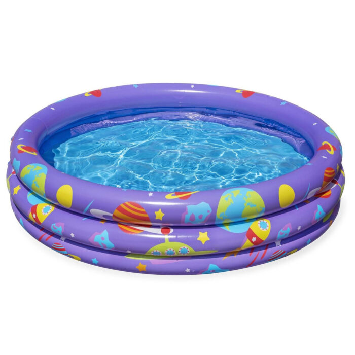 Piscina gonflabila pentru copii Bestway 102 x 25 cm cu 50 bile si 4 jucarii gonflabile incluse Mov