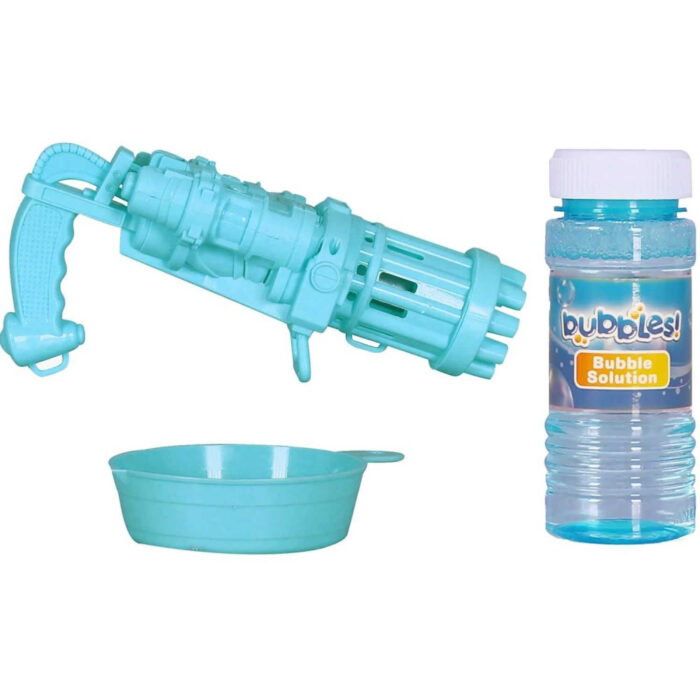 Pistol pentru baloane de sapun Bubble Shooter cu 50 ml solutie inclusa Moxy albastru