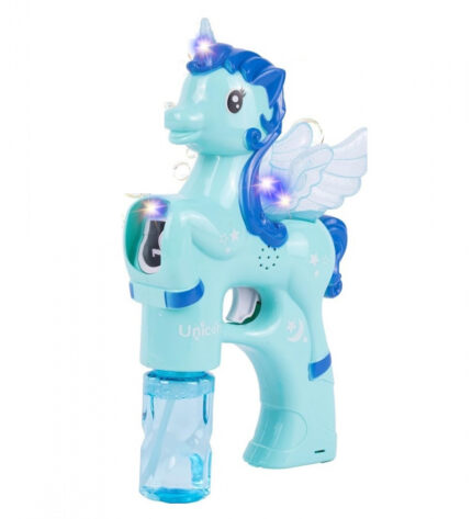 Pistol pentru baloane de sapun cu lumini Unicorn Albastru