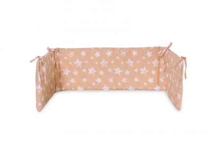 Protectie laterala pat 140 x 27 cm bumbac ranforce Little Stars Beige