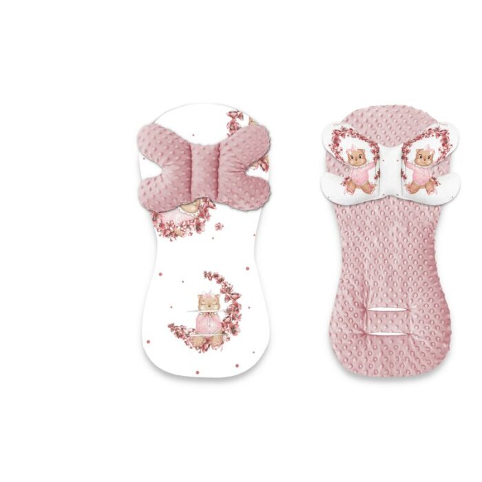 Protectie textila MimiNu pentru carucior si scaun auto cu perna Butterfly Minky Betty