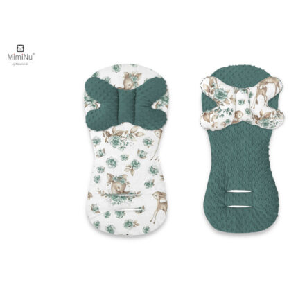 Protectie textila MimiNu pentru carucior si scaun auto cu perna Butterfly Minky Sweet Deer Mint