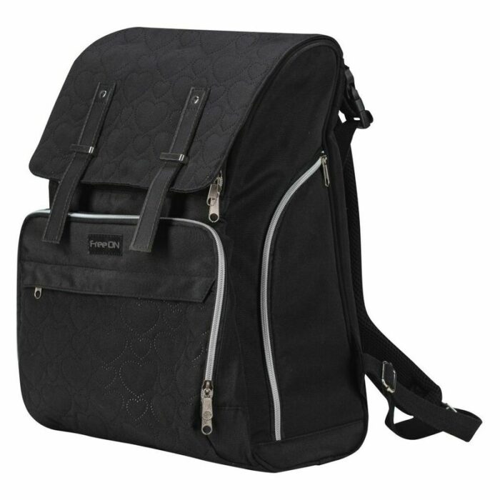 Rucsac pentru mamici FreeON Black Edition cu buzunare laterale Negru