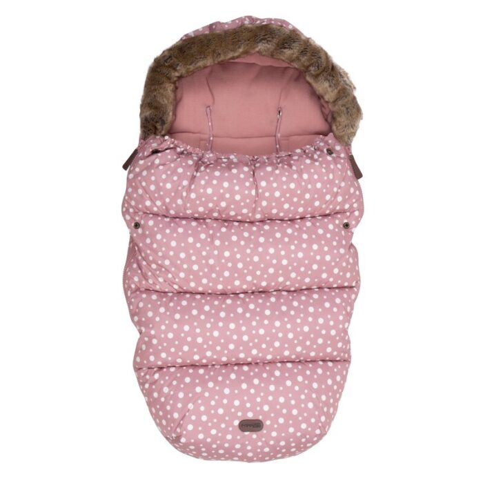 Sac de iarna FreeOn pentru carucior Polar Impermeabil guler detasabil din blanita Cu fleece in interior Pink Dots