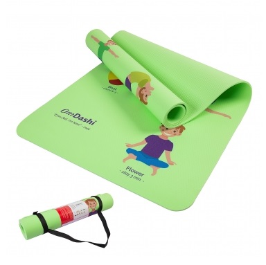 Saltea yoga pentru copii 153x61x0.6cm TPE printata UV 9 posturi yoga eco-friendly non-toxic OmDashi