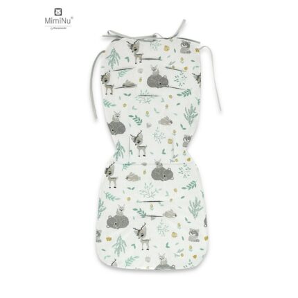 Salteluta pentru carucior reversibila MimiNu cu doua fete 78 x 34 cm Forest Friends MintCold Mint