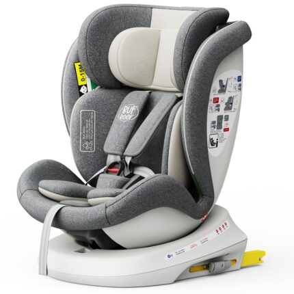 Scaun Auto Tweety Plus Deluxe Buf Boof i-size rotativ 360 cu Isofix 40-150 cm CreamGrey