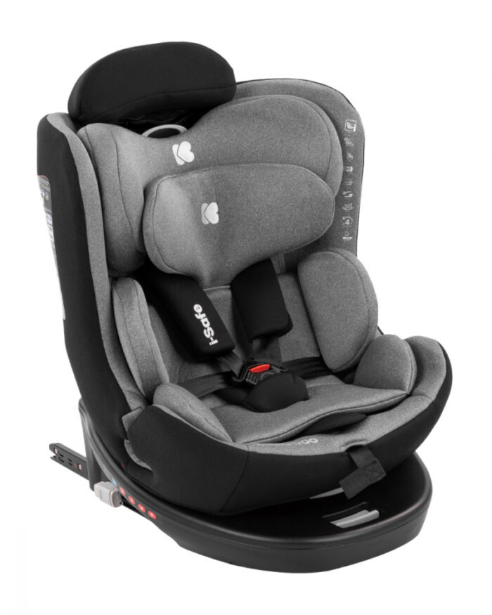 Scaun auto KikkaBoo cu isofix 40-150 cm i-SAFE i-SIZE Light Grey