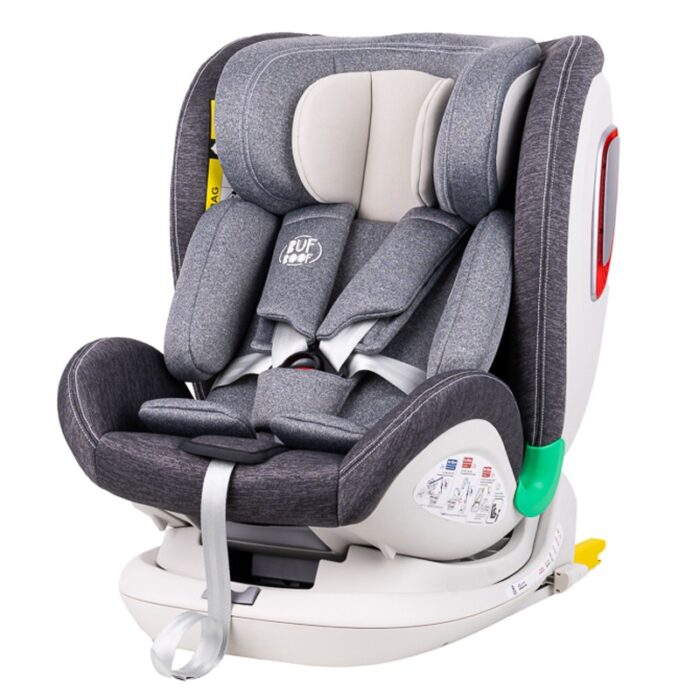 Scaun auto Platinum Deluxe i-Size Buf Boof cu isofix rotativ 360 grade Top Tether Sips 40-150 cm 0-36 kg Grey