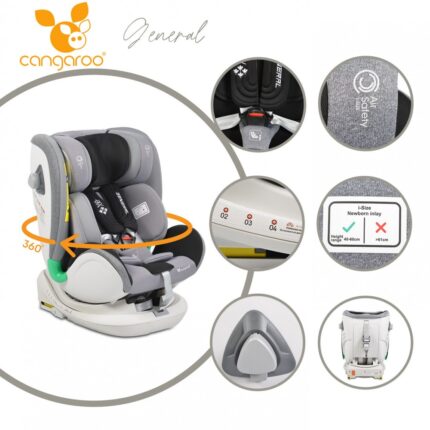 Scaun auto cu isofix 0-36 kg I-Size Cangaroo General beige