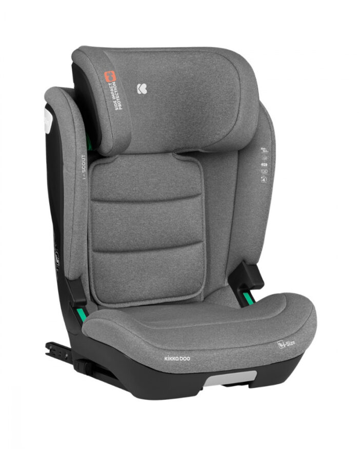 Scaun auto cu isofix KikkaBoo 100-150 cm i-Scout i-SIZE Light Grey