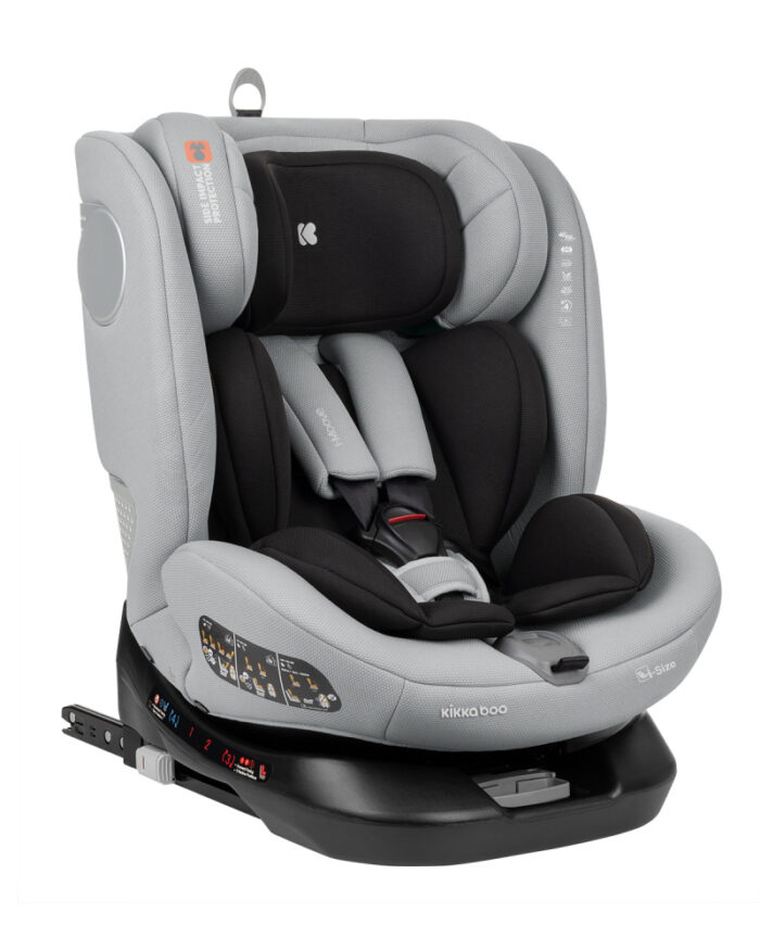 Scaun auto cu isofix KikkaBoo 40-150 cm i-Moove i-SIZE Light Grey