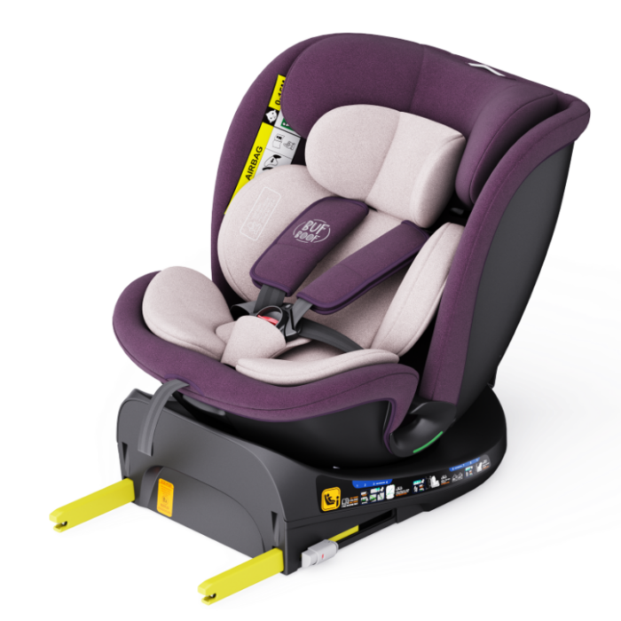 Scaun auto rotativ cu isofix B-Joy Deluxe Buf Boof iSize 40-150 cm purple