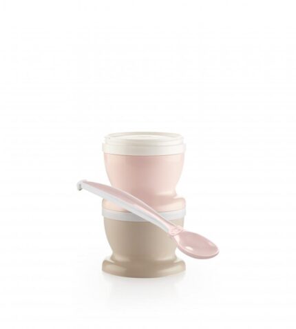 Set 2 recipiente cu capac si lingurita Thermobaby Powder Pink