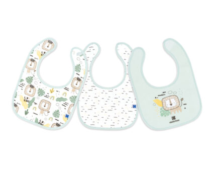 Set 3 bavete KikkaBoo cu inchidere cu velcro Savanna Mint