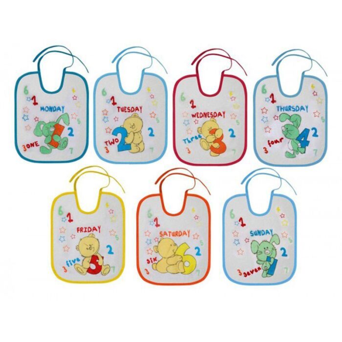 Set 7 bavete zilele saptamanii small bumbac inchidere cu snur Boy