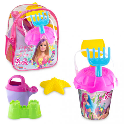 Set 8 jucarii de nisip in rucsac Barbie