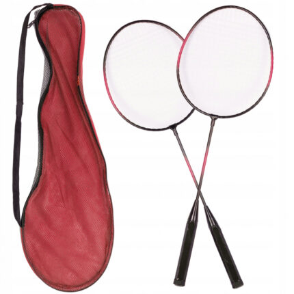 Set Rachete de badminton cu fluturasi si husa Red