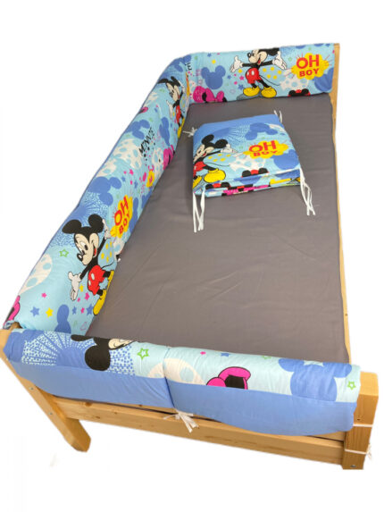 Set aparatori laterale Maxi pentru pat Montessori 160x80 cm Mickey Mouse pe albastru