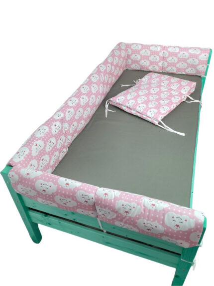 Set aparatori laterale Maxi pentru pat Montessori 160x80 cm Nori Zambareti roz