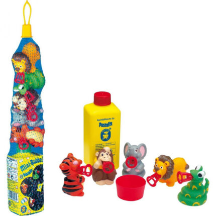 Set baloane de sapun Bubbelix 5 figurine vesele mini Pustefix bubble toys animale safari