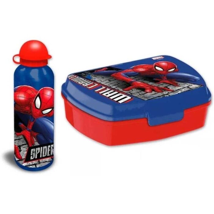 Set cutie sandwich si recipient lichide aluminiu 500ml SunCity Spiderman Wall EWA50006SP