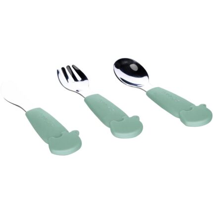 Set de 3 tacamuri din inox inoxidabil FreeON cu manere din silicon 6 luni+ Elephant Mint