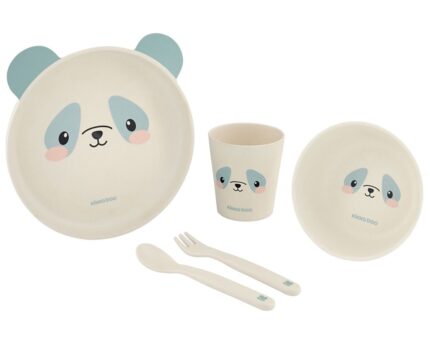 Set de masa cu 5 piese KikkaBoo Bamboo Panda Blue