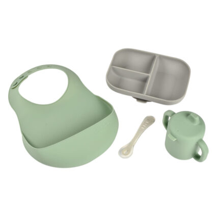 Set de masa silicon Beaba Essentials greysage green