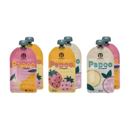 Set de pungi PetiteMars Papoo pentru mancare reutilizabile fara BPA 150 ml Multicolor