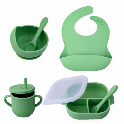 Set diversificare complet Oaki pentru copii din silicon Verde pal