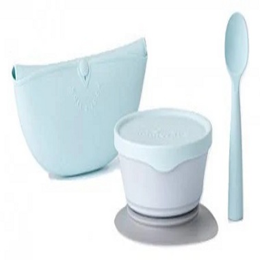 Set diversificare hrana bebelusi Miniware First Bites 4 piese Aqua