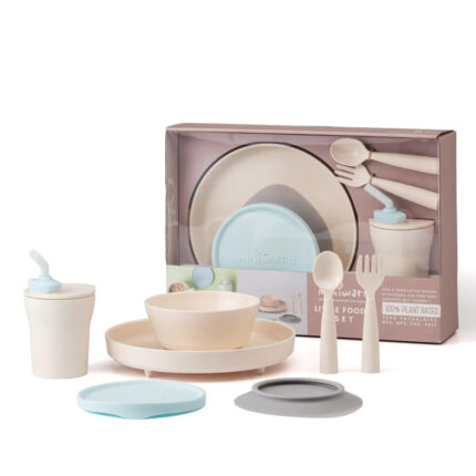 Set diversificare hrana bebelusi Miniware Little Foodie 6 piese Vanilla Aqua