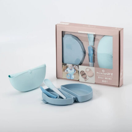 Set diversificare hrana bebelusi Miniware Sili Mini GO 3 piese Blue Banana