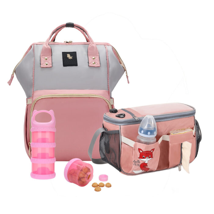 Set geanta pentru mamici DE light pink