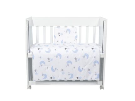 Set lenjerie 4 piese Mini Cot Blue moon white