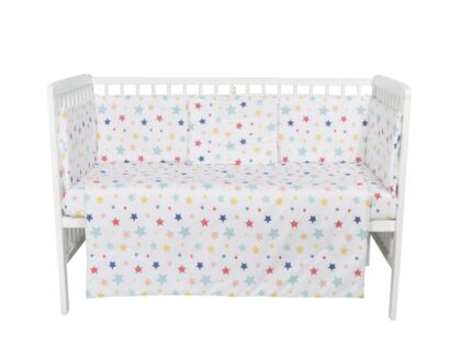 Set lenjerie 4 piese Mini Cot Colorful Stars