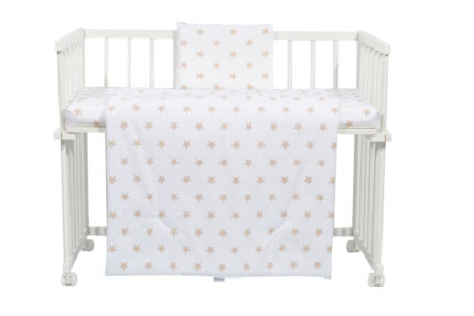 Set lenjerie 4 piese Mini Cot Cream stars