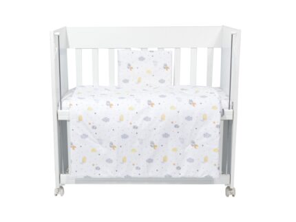 Set lenjerie 4 piese Mini Cot Grey Clouds