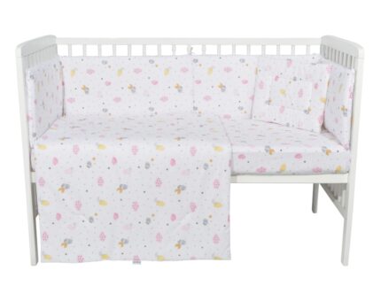 Set lenjerie 4 piese Mini Cot Pink Clouds