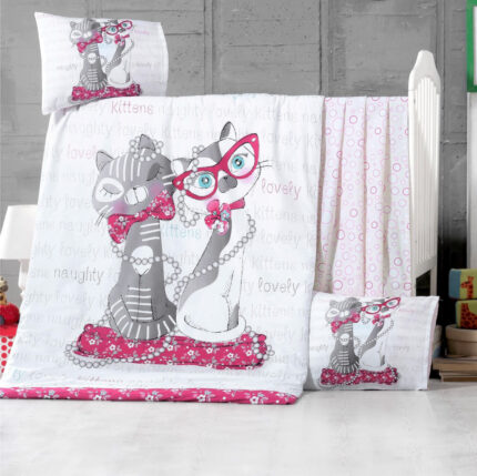 Set lenjerie 6 piese Bumbac Ranforce Kittens 120x60 cm