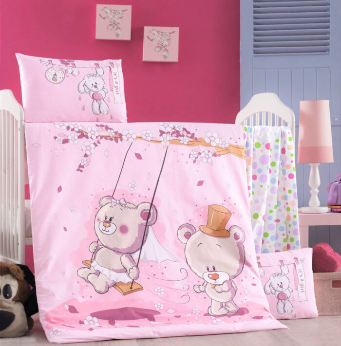 Set lenjerie 6 piese Bumbac Ranforce Pink Dream 120x60 cm