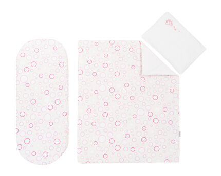 Set lenjerie cu 6 piese pentru landou sau patut co-sleeper KikkaBoo Pink Circles