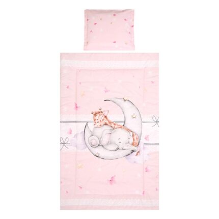 Set lenjerie pat 3 piese bumbac ranforce Cosy Butterflies Pink