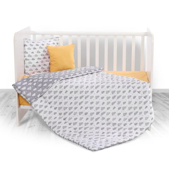 Set lenjerie pat 3 piese bumbac ranforce Cosy Clouds Grey