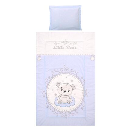 Set lenjerie pat 3 piese bumbac ranforce Cosy Little Bear Blue