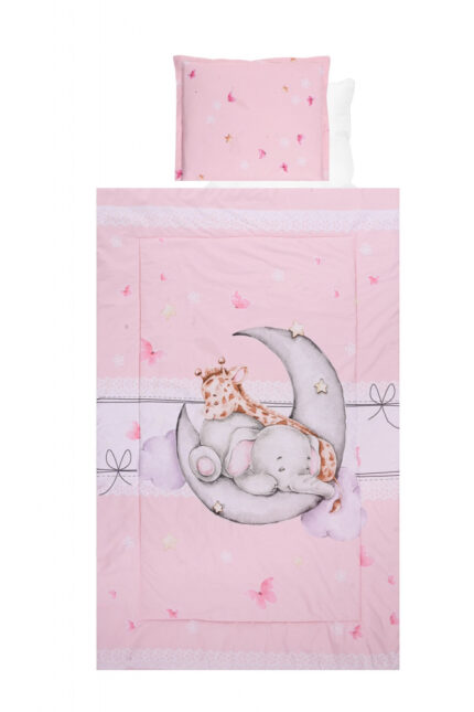 Set lenjerie pat 4 piese bumbac ranforce Butterflies Pink